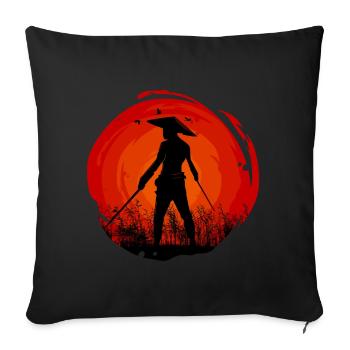 Samurai Ninja Asia Manga Anime Sun - Sofa pillowcase 17,3'' x 17,3'' (45 x 45 cm) - black - Front