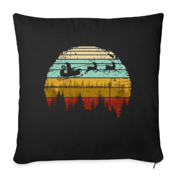 Traîneau vintage du Père Noël au coucher du soleil - Housse de coussin décorative 45 x 45 cm - noir - Devant