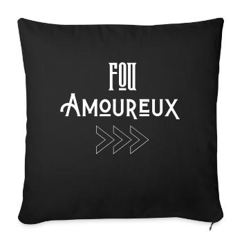 Fou amoureux tshirt assorti couple - Housse de coussin décorative 45 x 45 cm - noir - Devant