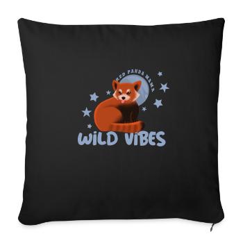 Wildtier -Roter Panda - Sofakissenbezug 45 x 45 cm - Schwarz - Vorne