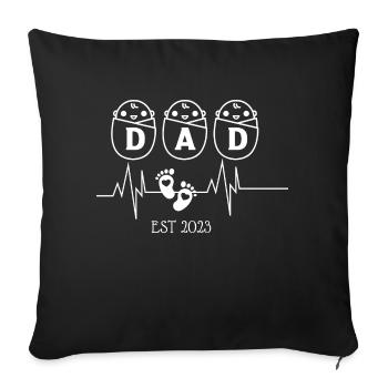 Dad EST 2003 Heartbeat - Sofa pillowcase 17,3'' x 17,3'' (45 x 45 cm) - black - Front