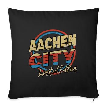 Aachen Germany City Font 80s Style - Sofa pillowcase 17,3'' x 17,3'' (45 x 45 cm) - black - Front
