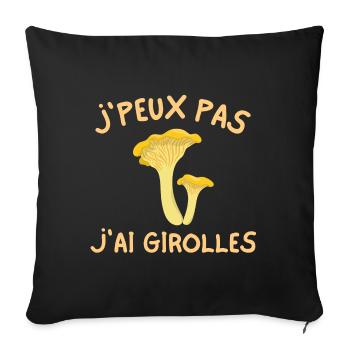 girolles, champignon, ramasseur de champignons - Housse de coussin décorative 45 x 45 cm - noir - Devant