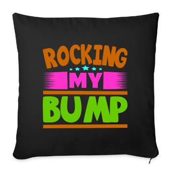 Mère Enceinte Bébé Nourrisson T-shirt Maman - Housse de coussin décorative 45 x 45 cm - noir - Devant