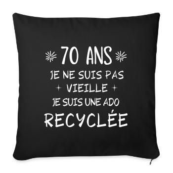 70 ANS, 70 ans, anniversaire 70 ans - Housse de coussin décorative 45 x 45 cm - noir - Devant