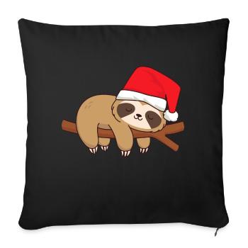 Sloth sleeping at the branch Xmas Christmas St. Nicholas - Sofa pillowcase 17,3'' x 17,3'' (45 x 45 cm) - black - Front