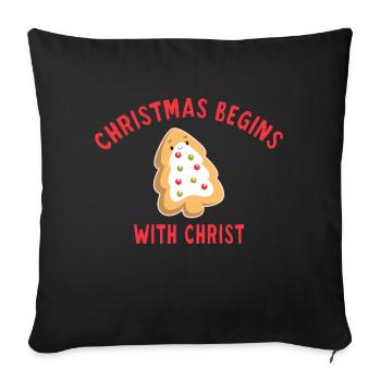 Christmas Begins With Christ - Housse de coussin décorative 45 x 45 cm - noir - Devant