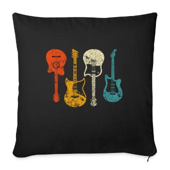 Guitare, Cadeau Pour Guitariste, Style Rétro vintage - Housse de coussin décorative 45 x 45 cm - noir - Devant