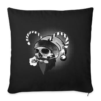 Crâne Père Noël Cornes Candy Cane - Housse de coussin décorative 45 x 45 cm - noir - Devant