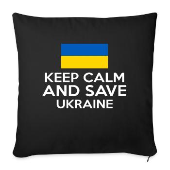 RESTEZ CALME ET SAUVEZ L’UKRAINE - Housse de coussin décorative 45 x 45 cm - noir - Devant