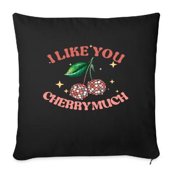Je t’aime beaucoup Cherry - Housse de coussin décorative 45 x 45 cm - noir - Devant