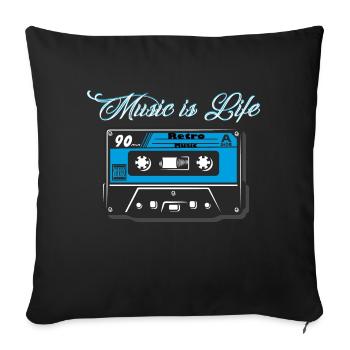 Retro Style Oldschool Tape Kassette Vintage Mixtap - Sofakissenbezug 45 x 45 cm - Schwarz - Vorne