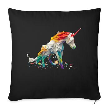 Origami Geometrie Einhorn bunt modern arty - Sofakissenbezug 45 x 45 cm - Schwarz - Vorne
