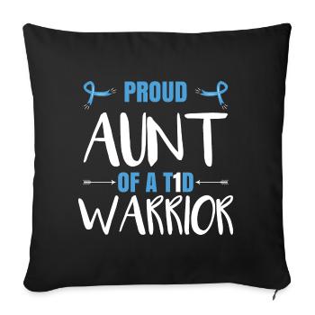Proud Aunt Of A T1D Warrior - Sofa pillowcase 17,3'' x 17,3'' (45 x 45 cm) - black - Front