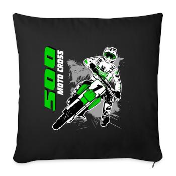 Moto Cross - Motocross - Supercross - MX - SX - Housse de coussin décorative 45 x 45 cm - noir - Devant