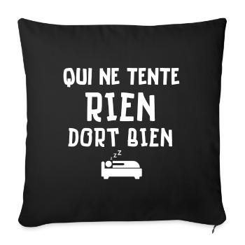 dormir, fatigué, grasse matinée, pas du matin - Housse de coussin décorative 45 x 45 cm - noir - Devant
