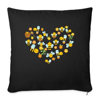 Bee Heart - Sofa pillowcase 17,3'' x 17,3'' (45 x 45 cm) - black - Front
