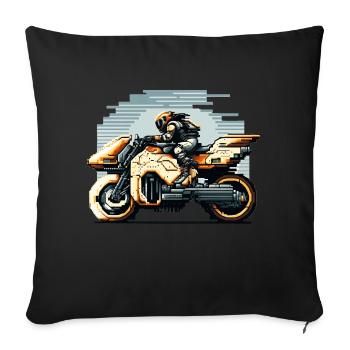 Motorcycle a la Science Fiction in 8 Bit Artwork - Sofa pillowcase 17,3'' x 17,3'' (45 x 45 cm) - black - Front