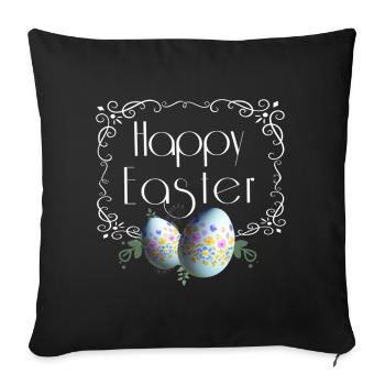 Happy Easter lettering with Easter eggs - Sofa pillowcase 17,3'' x 17,3'' (45 x 45 cm) - black - Front