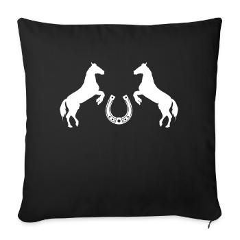 J’aime mon cheval Sport équestre Amour du cheval - Housse de coussin décorative 45 x 45 cm - noir - Devant