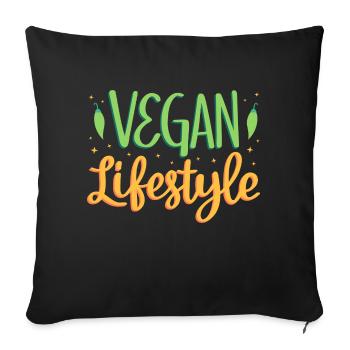 Veganer Lebensstil - Sofakissenbezug 45 x 45 cm - Schwarz - Vorne