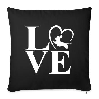 Teckel Dackel Love Heart - Housse de coussin décorative 45 x 45 cm - noir - Devant