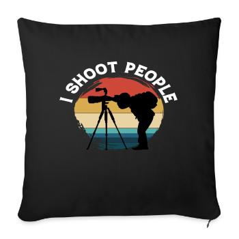 I shoot People Photography Vintage Retro - Sofa pillowcase 17,3'' x 17,3'' (45 x 45 cm) - black - Front