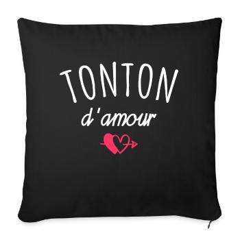 tonton d'amour / cadeau humour oncle - Housse de coussin décorative 45 x 45 cm - noir - Devant