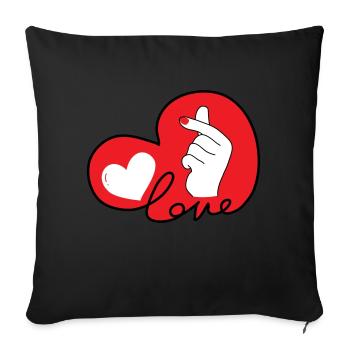 LOVE doigt coeur typo 3 - Housse de coussin décorative 45 x 45 cm - noir - Devant