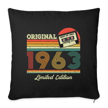 Original 1963 édition limitée millésime année de naissance - Housse de coussin décorative 45 x 45 cm - noir - Devant