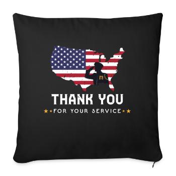 Thank You For Your Service Patriotic Veterans Day - Housse de coussin décorative 45 x 45 cm - noir - Devant