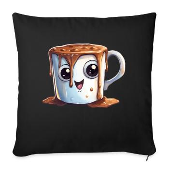 Cocoa Watercolor Drawing - Sofa pillowcase 17,3'' x 17,3'' (45 x 45 cm) - black - Front