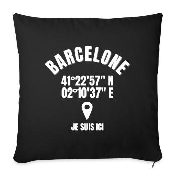 Barcelone, Espagne, je suis espagnol - Housse de coussin décorative 45 x 45 cm - noir - Devant