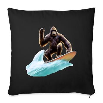 Bigfoot Surfing - Sofakissenbezug 45 x 45 cm - Schwarz - Vorne