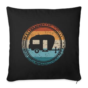 Retro Caravan Trailer Camper Vintage Camping - Sofa pillowcase 17,3'' x 17,3'' (45 x 45 cm) - black - Front