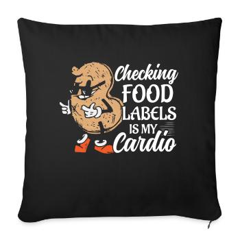 Vérifier les étiquettes des aliments est mon écrou de sensibilisation cardio al - Housse de coussin décorative 45 x 45 cm - noir - Devant