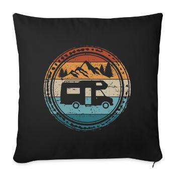 Camping RV Caravan Motorhome Camper - Sofa pillowcase 17,3'' x 17,3'' (45 x 45 cm) - black - Front