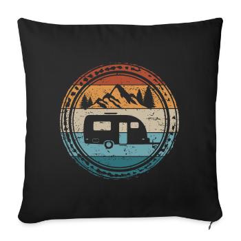 Camping RV Caravan Trailer Camper - Sofa pillowcase 17,3'' x 17,3'' (45 x 45 cm) - black - Front