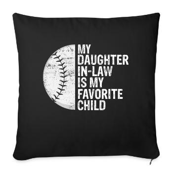 Ma belle-fille est mon enfant de baseball préféré - Housse de coussin décorative 45 x 45 cm - noir - Devant