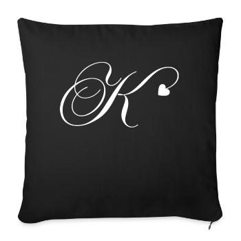 Letter k heart calligraphy - Sofa pillowcase 17,3'' x 17,3'' (45 x 45 cm) - black - Front