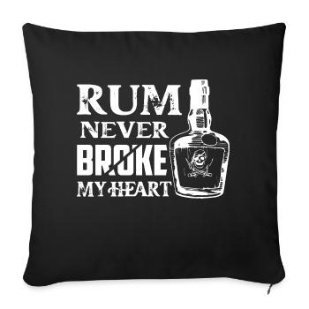Le rhum ne m’a jamais brisé le cœur en buvant de l’alcool - Housse de coussin décorative 45 x 45 cm - noir - Devant