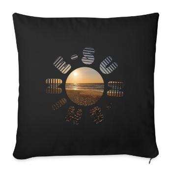 Coucher de soleil doré sur la plage - Housse de coussin décorative 45 x 45 cm - noir - Devant