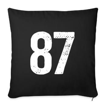 87 Numéros Blanc - Housse de coussin décorative 45 x 45 cm - noir - Devant