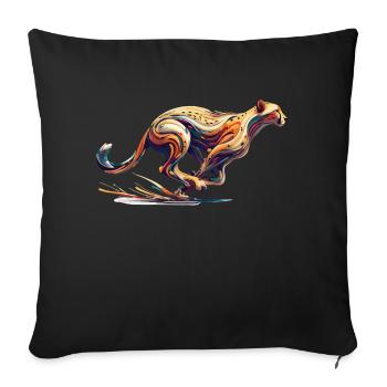 Farbenfroher abstrakter Gepard - Sofakissenbezug 45 x 45 cm - Schwarz - Vorne