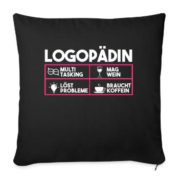 Logopädie Logopädin - Sofakissenbezug 45 x 45 cm - Schwarz - Vorne