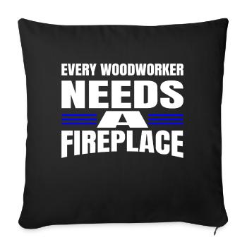 badge apprenti un charpentiers prière t-shirts - Housse de coussin décorative 45 x 45 cm - noir - Devant