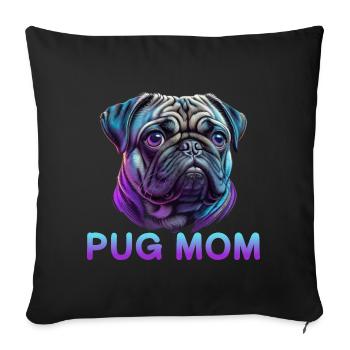Mops Mom - Sofakissenbezug 45 x 45 cm - Schwarz - Vorne