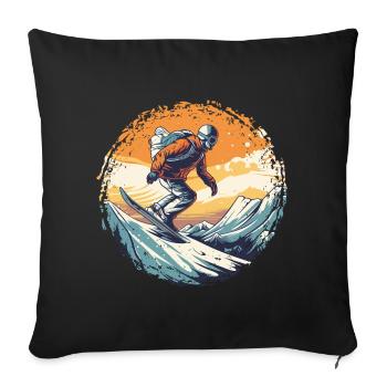 Snowboarding or skiing and then après ski - Sofa pillowcase 17,3'' x 17,3'' (45 x 45 cm) - black - Front