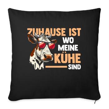 Kuh Bauernhof Kuhbauer Landwirt Rind Kühe - Sofakissenbezug 45 x 45 cm - Schwarz - Vorne