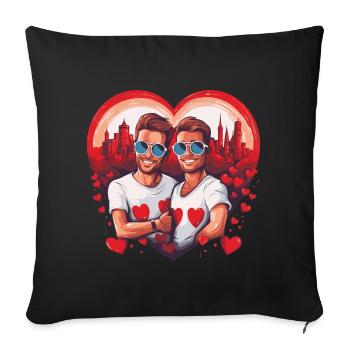 LGBT Gay Valentine's Day Idea for Gays - Sofa pillowcase 17,3'' x 17,3'' (45 x 45 cm) - black - Front